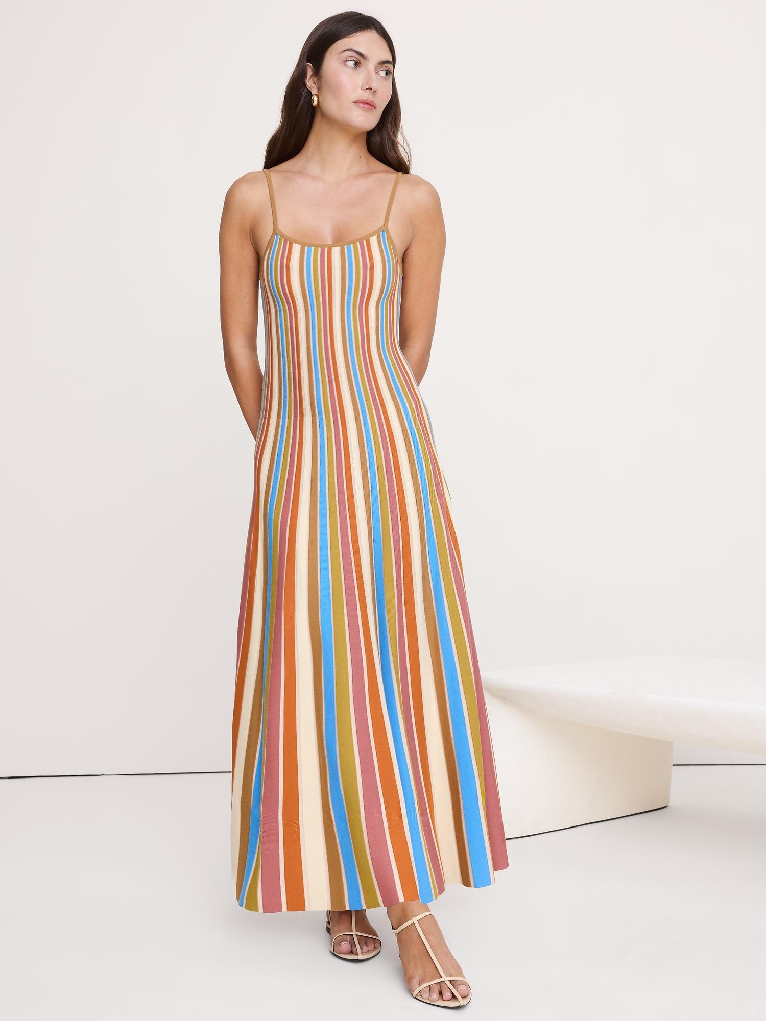 sculpted stripe maxi dress