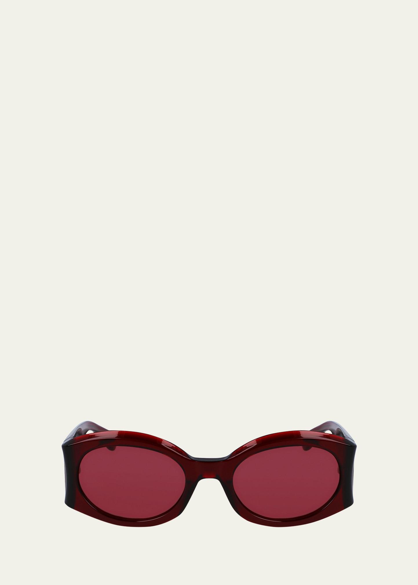 sculptural plastic oval sunglasses