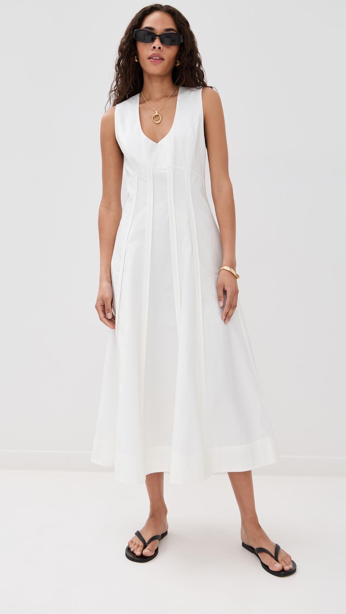 sculptural waisted poplin dress