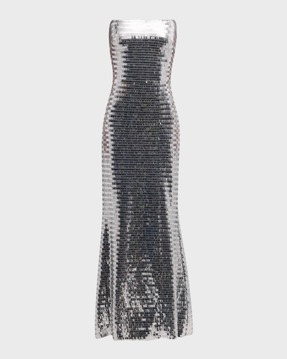 sculpty strapless sequined dress