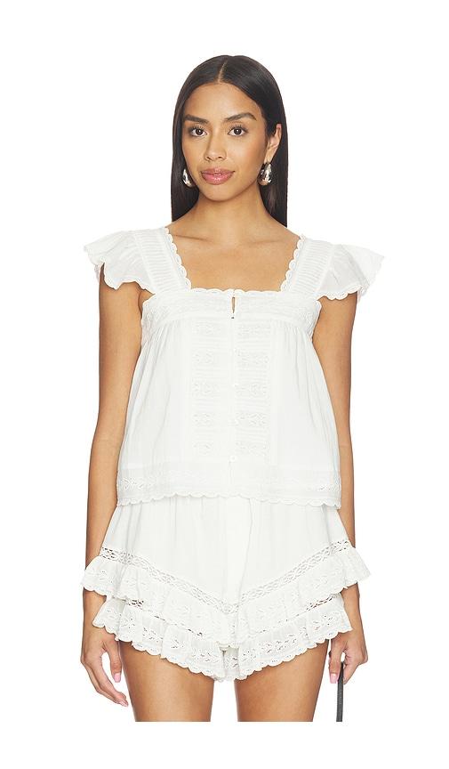 sea eliza solid flutter sleeveles top in white.