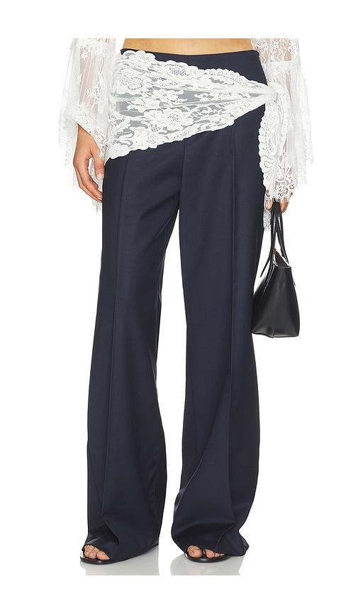 sea fiora tropical wool pants in navy.
