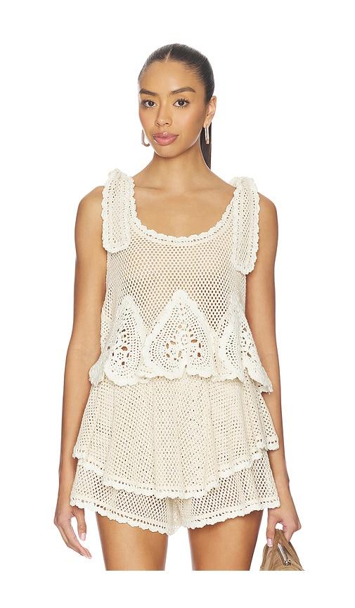 sea madelyn crochet tank in cream.