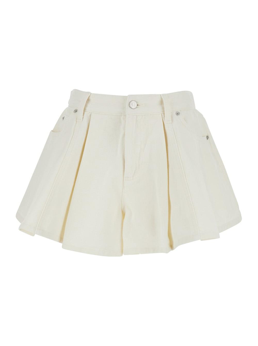 sea new york shorts stasia denim jean white with front pockets and denim details for women