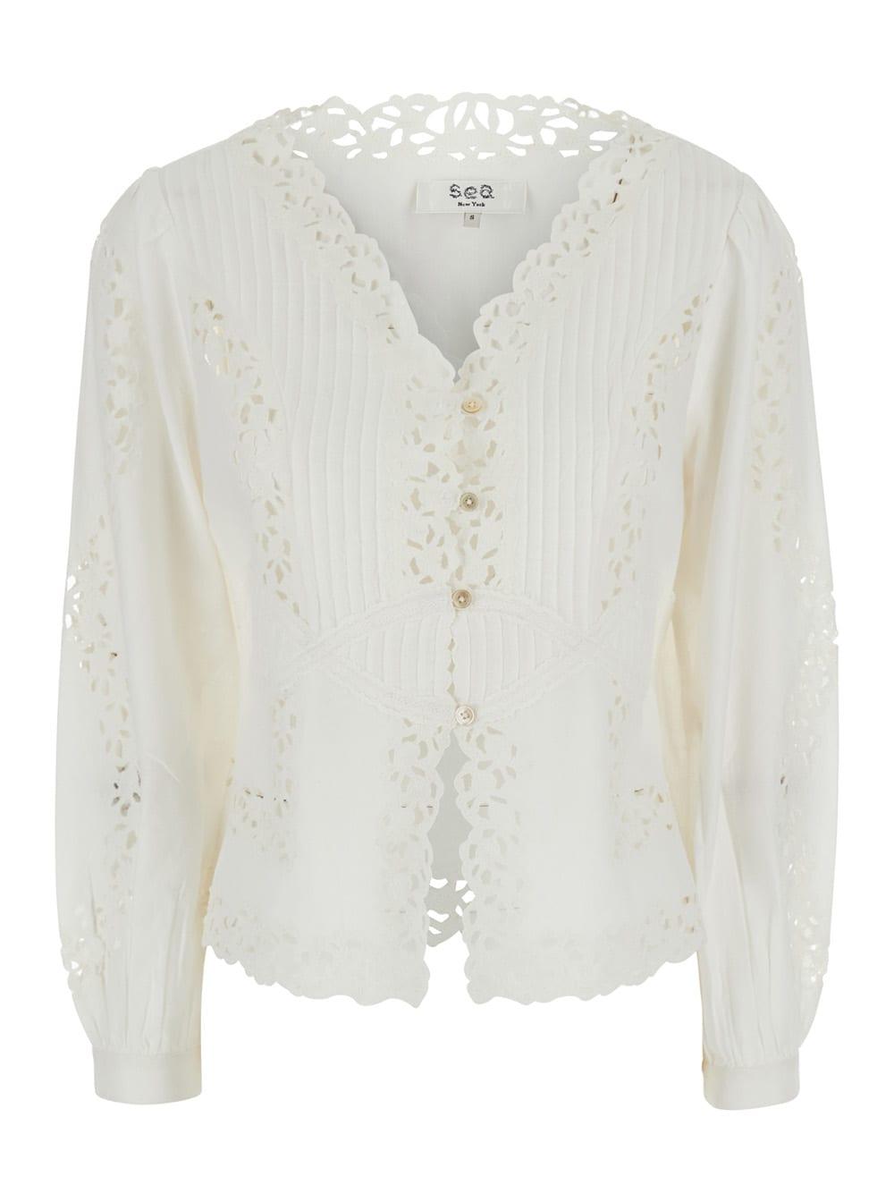 sea new york sofia embroidery l/slv blouse