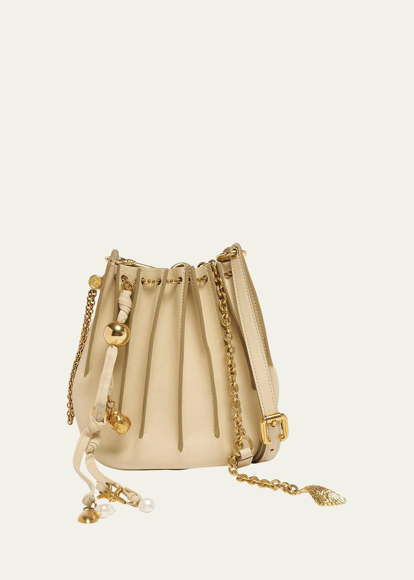 sea treasures pleated crossbody bag in leather