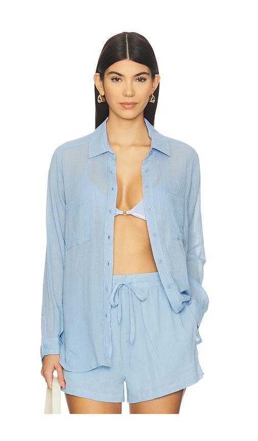 seafolly breeze beach shirt in baby blue.