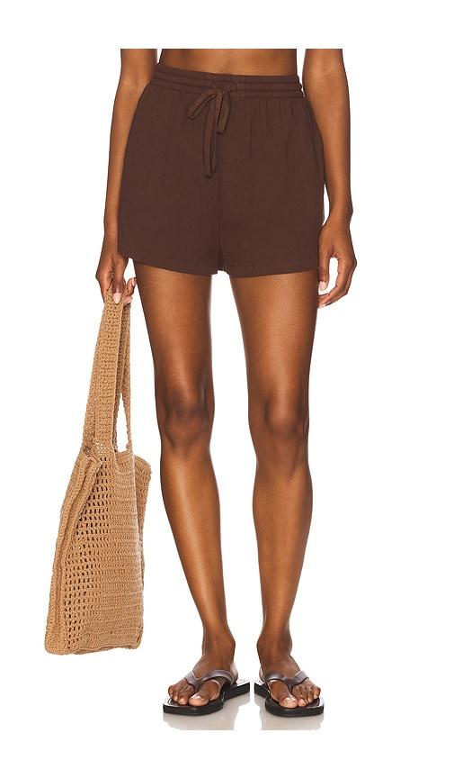 seafolly crinkle short in chocolate.