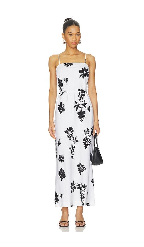 seafolly may flower bias cut maxi dress in white.