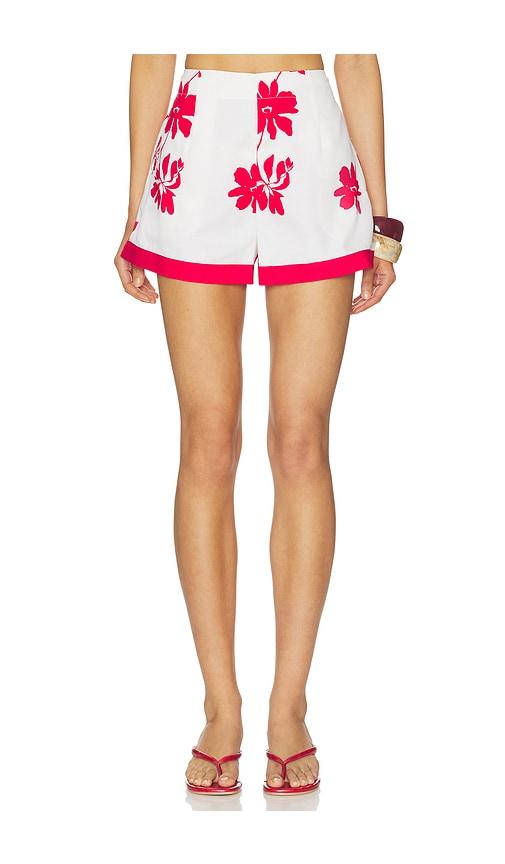 seafolly may flower tailored short in cream,red.