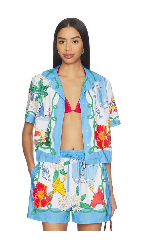 seafolly viva vacation shirt in blue.