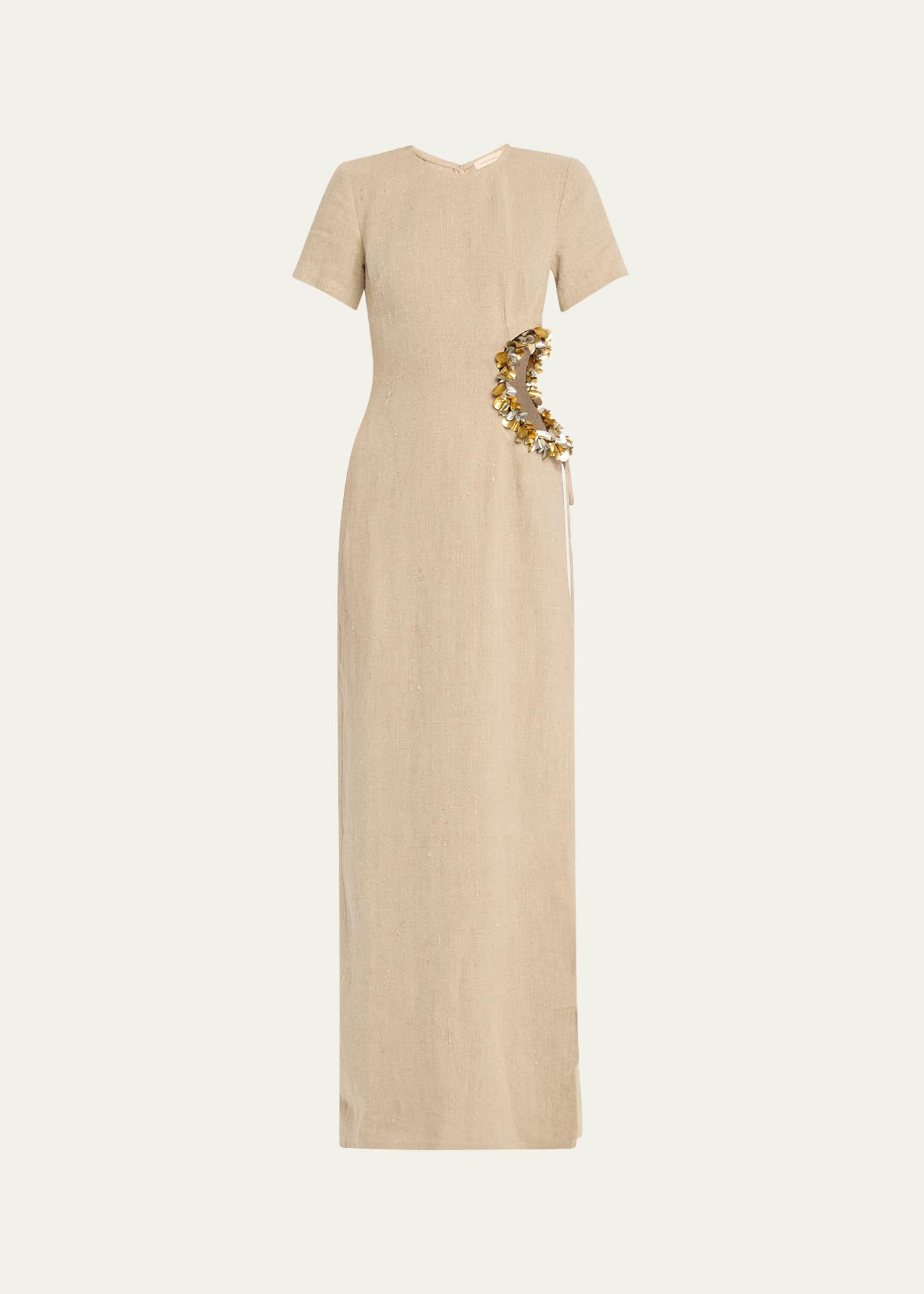 seaford cutout linen evening dress