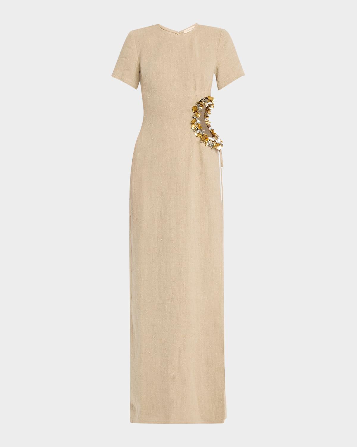 seaford cutout linen evening dress