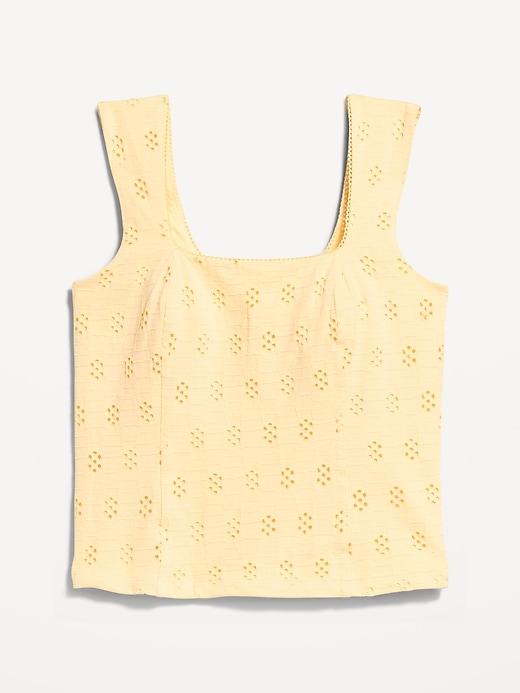 seamed-bodice eyelet tank top