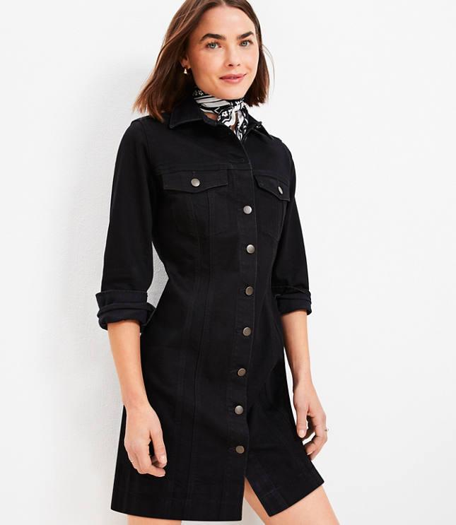 seamed denim mini pocket dress