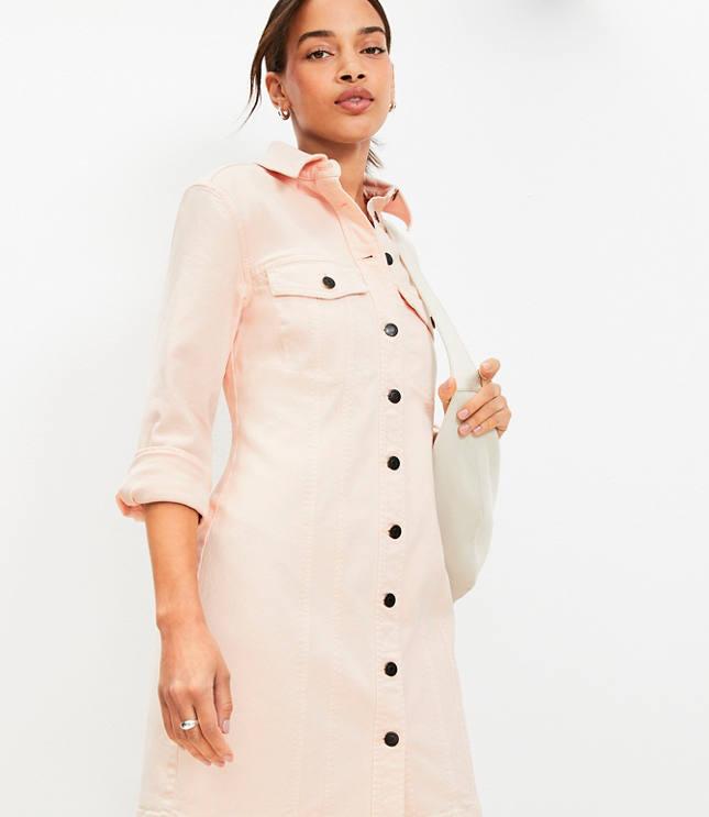 seamed denim mini pocket dress