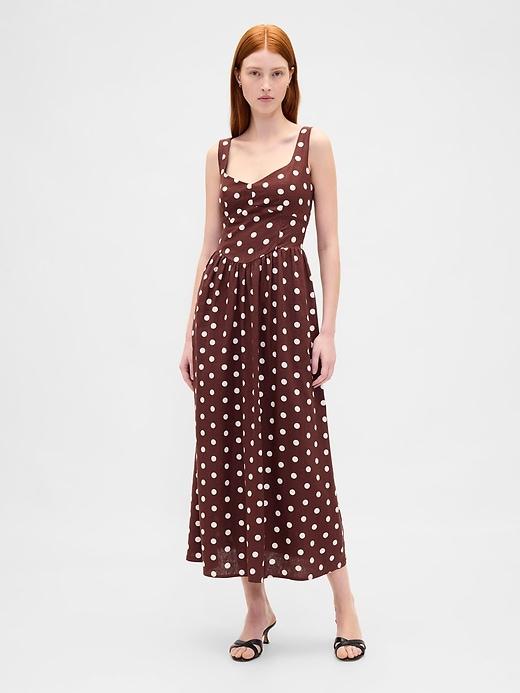 seamed drop-waist maxi dress