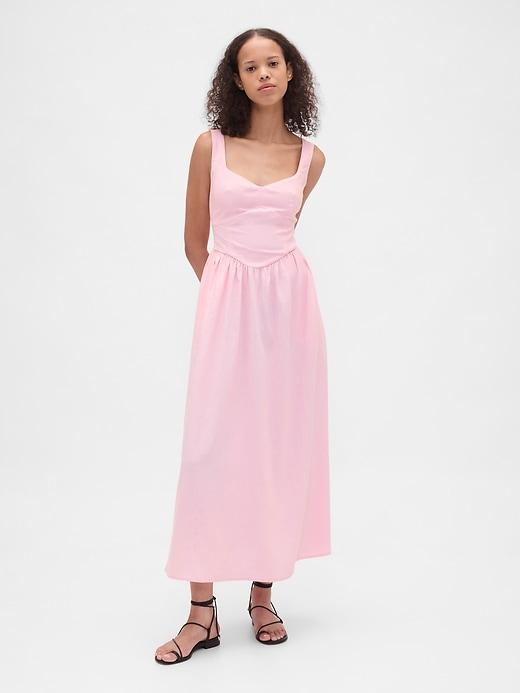seamed drop-waist maxi dress