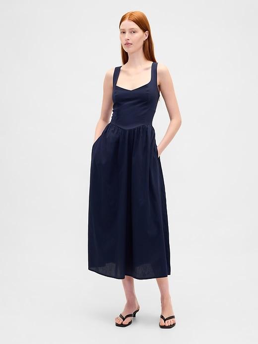 seamed drop-waist maxi dress