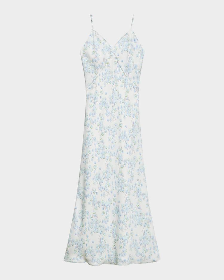 seamed floral slip dress