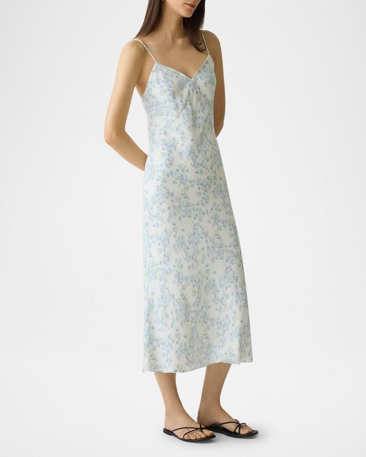 seamed floral slip dress