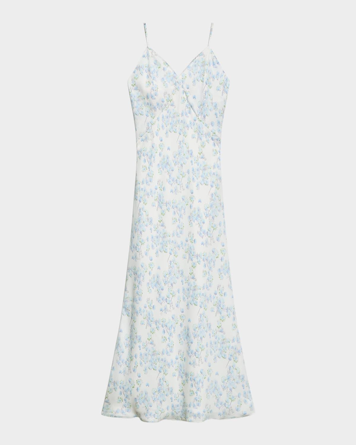 seamed floral slip dress