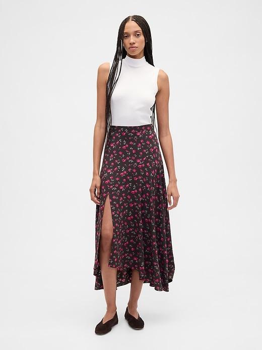 seamed midi skirt