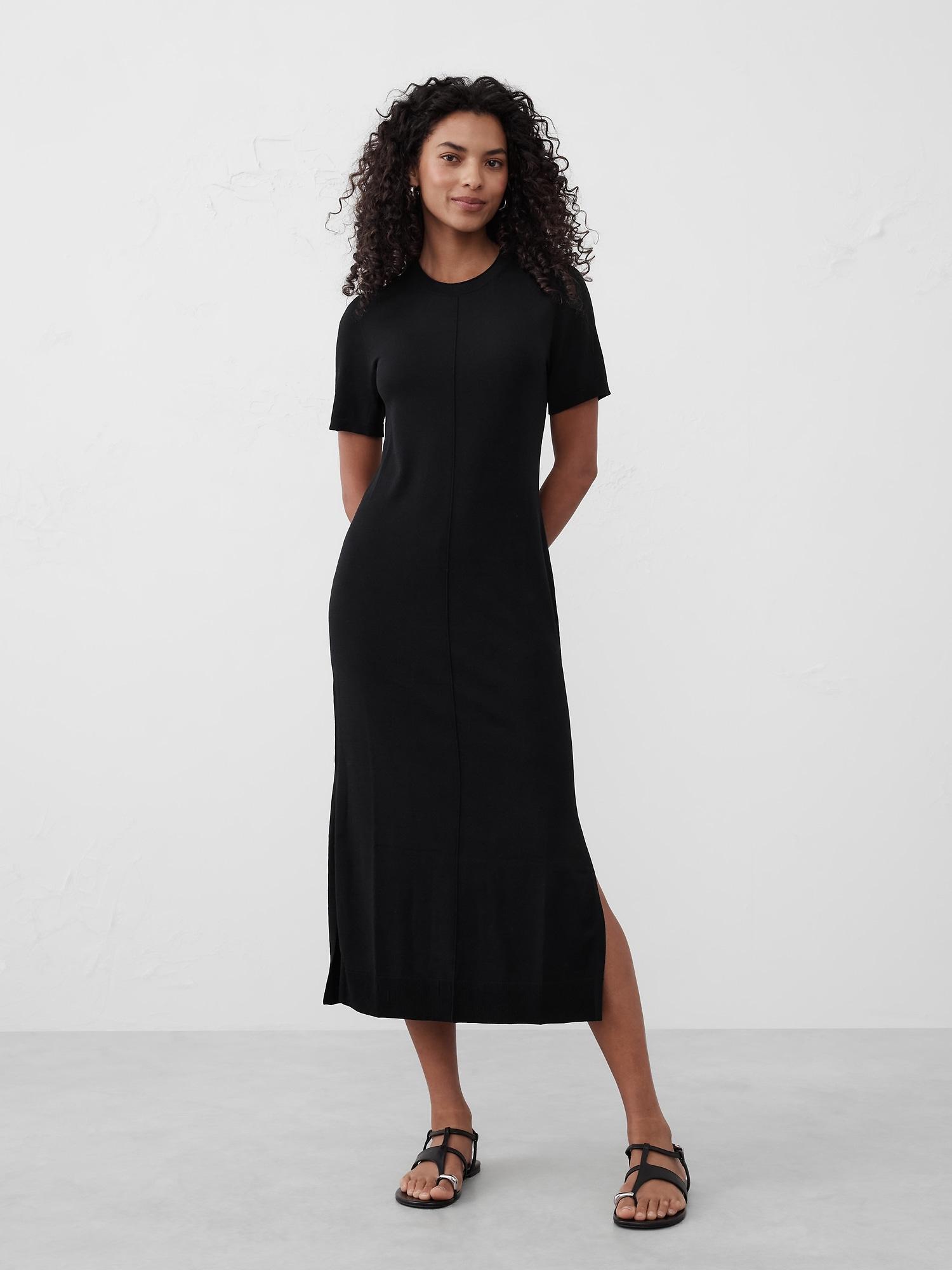 seamed midi sweater dress