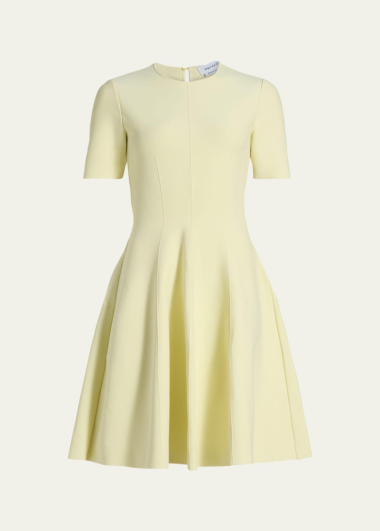 seamed short-sleeve mini dress