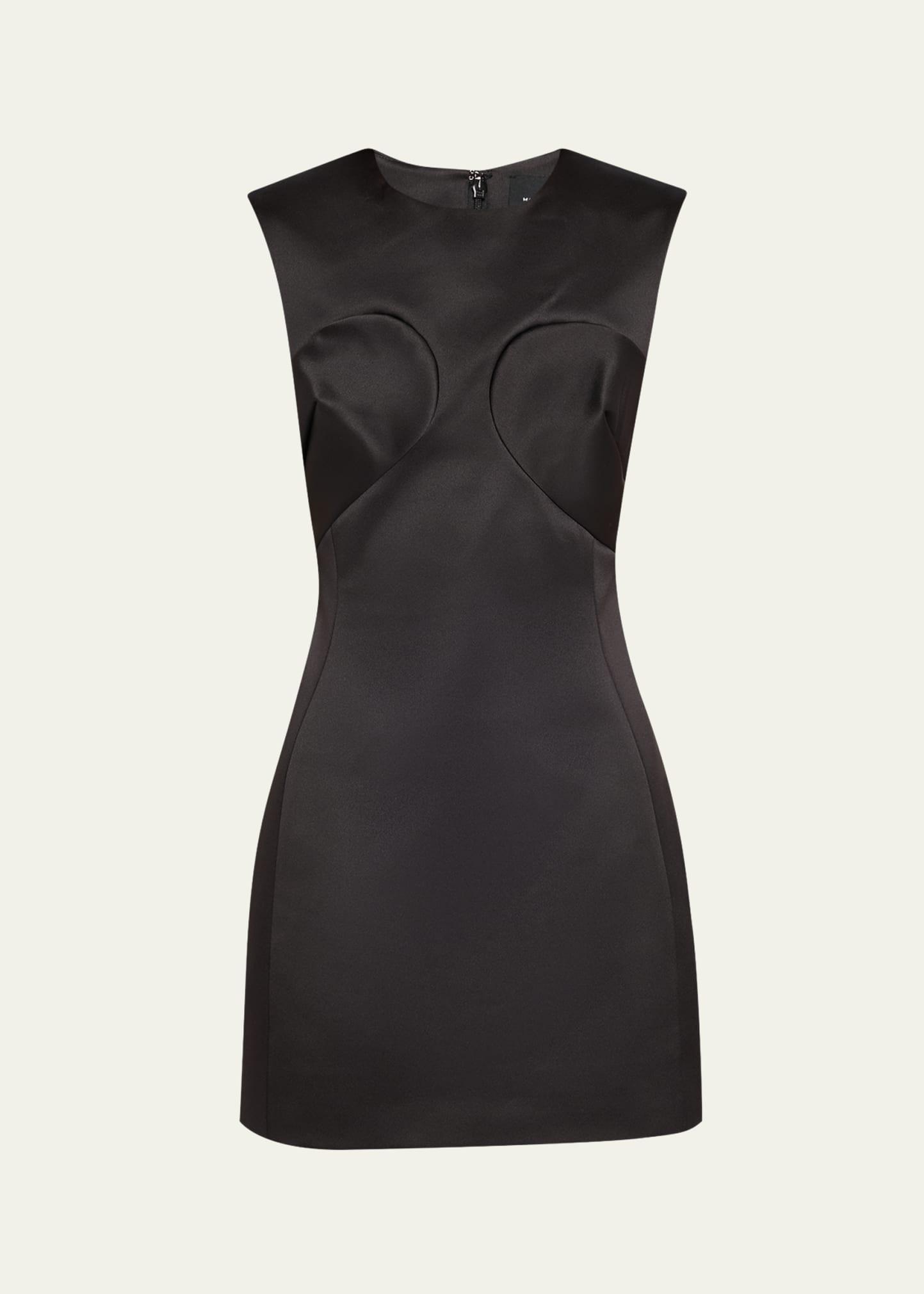 seamed up satin sleeveless mini dress