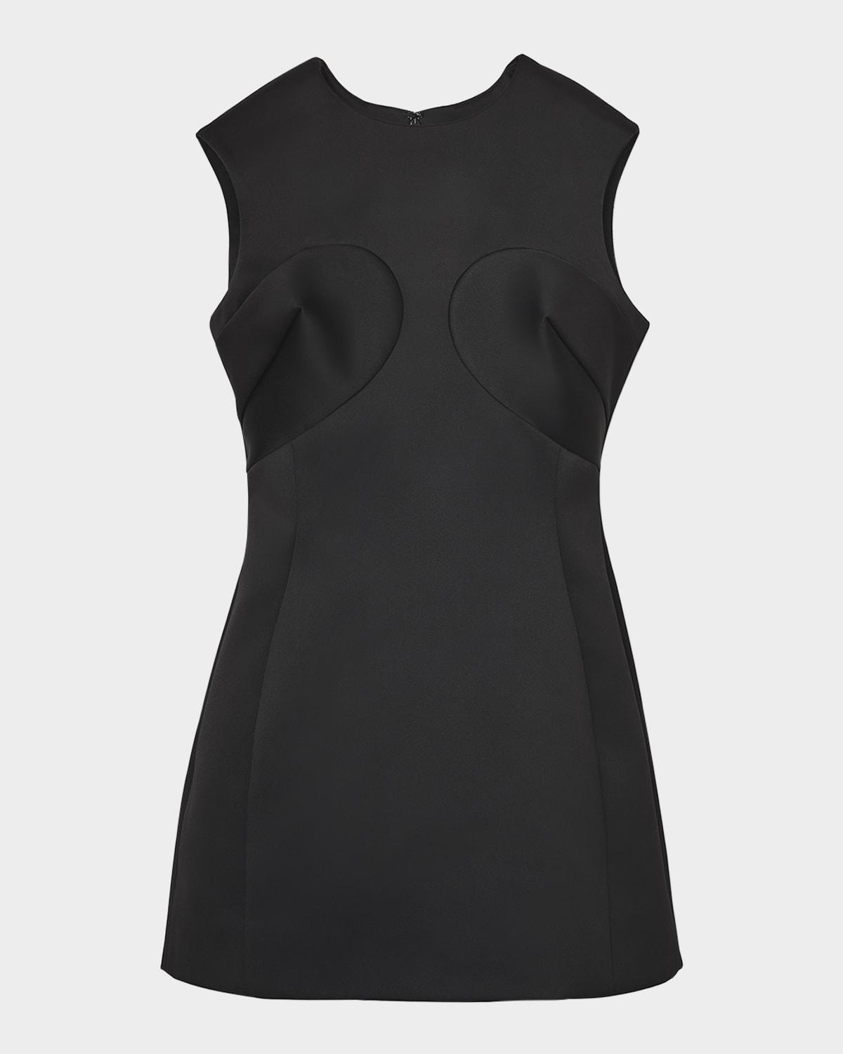 seamed up satin sleeveless mini dress