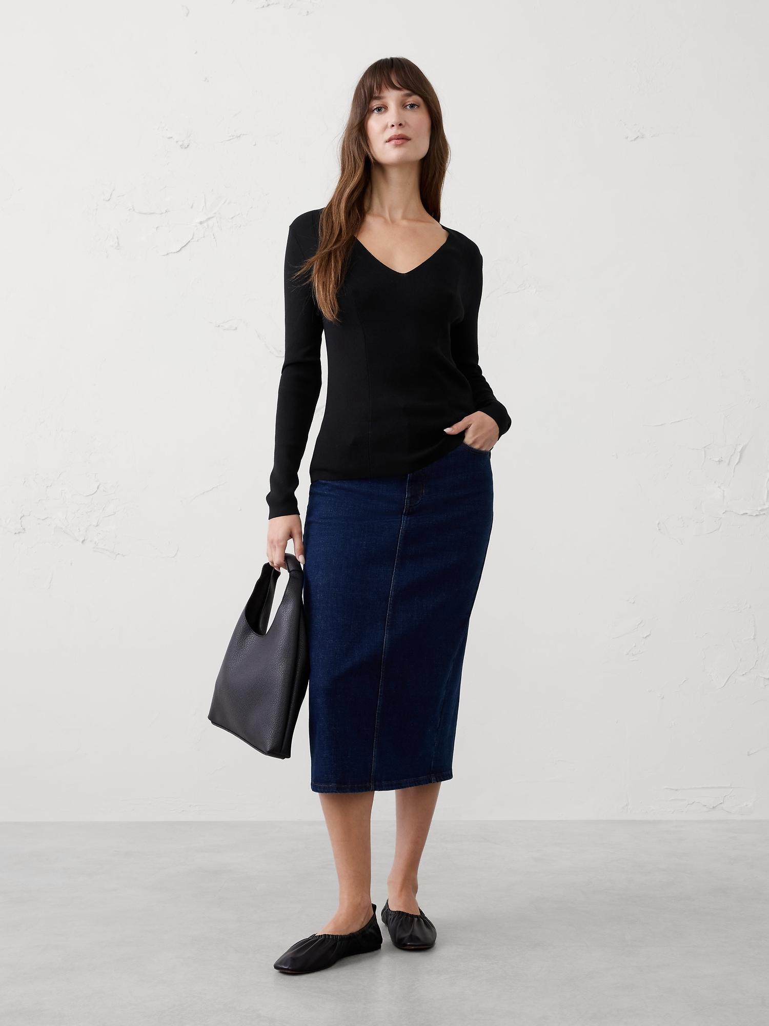 seamed v-neck sweater