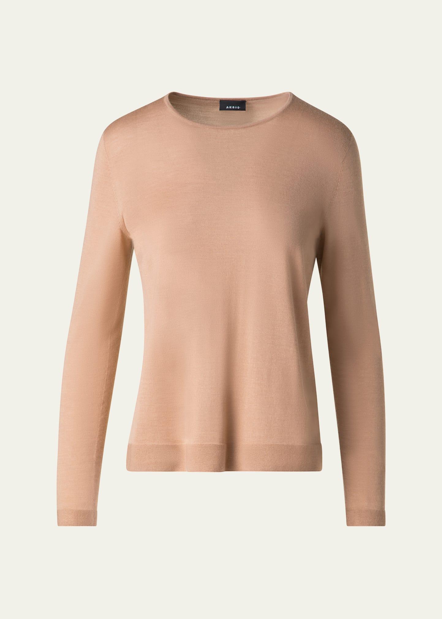 seamless cashmere-silk crewneck sweater