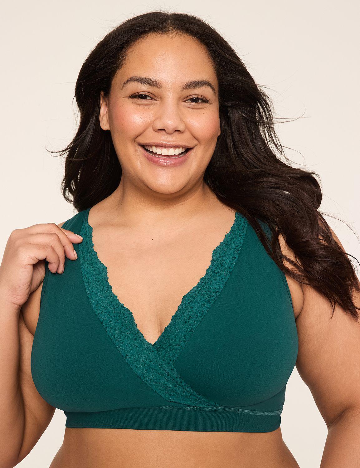 seamless crossover lace-trim bralette