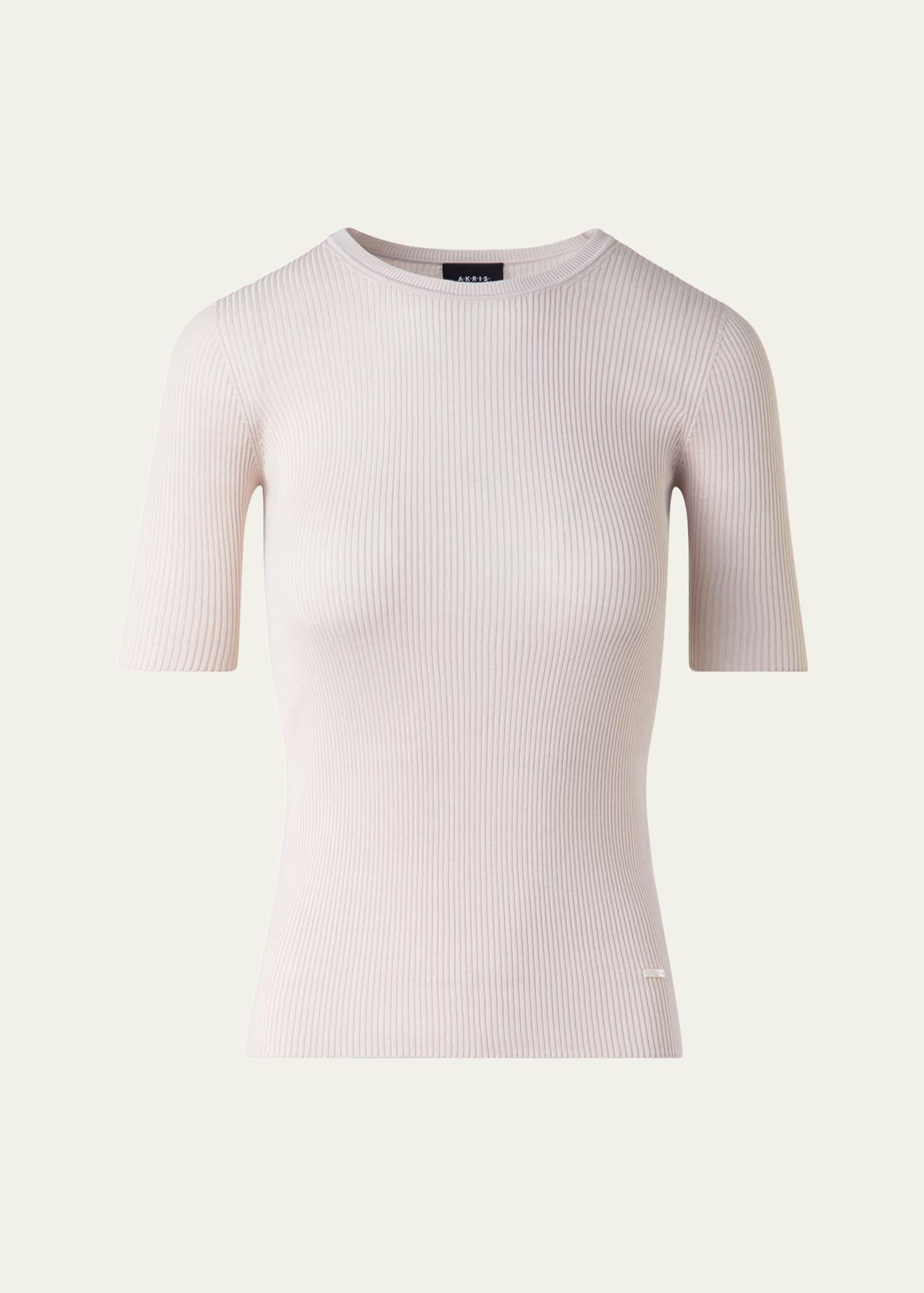 seamless rib short-sleeve sweater