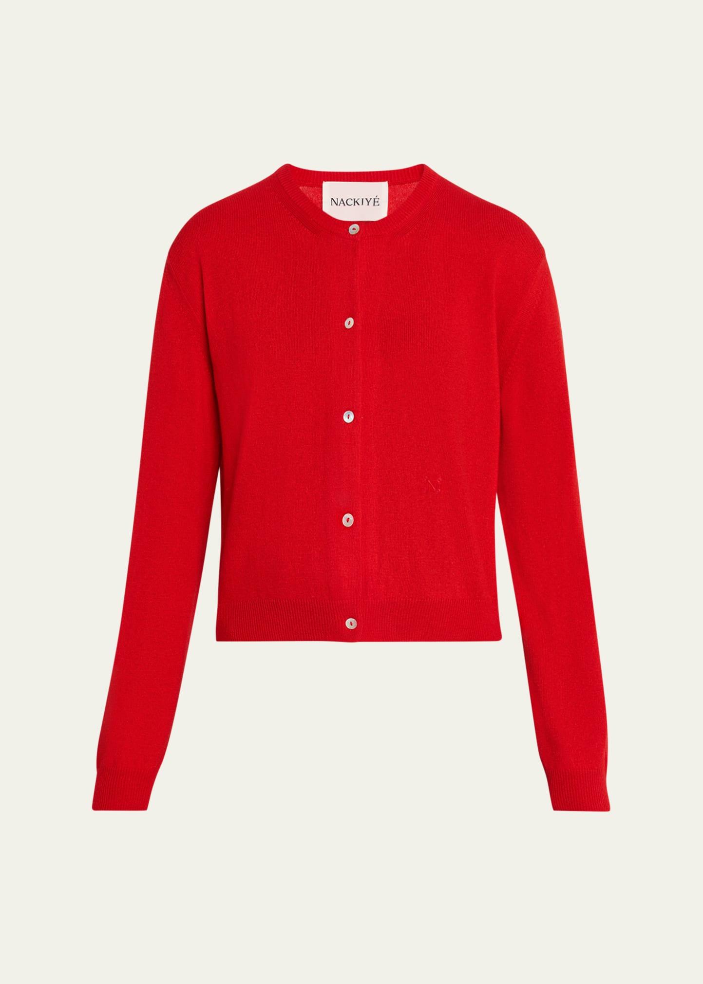 seashell cashmere crewneck cardigan