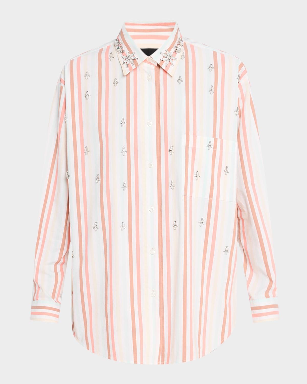 seaside over you embellished long-sleeve shirt