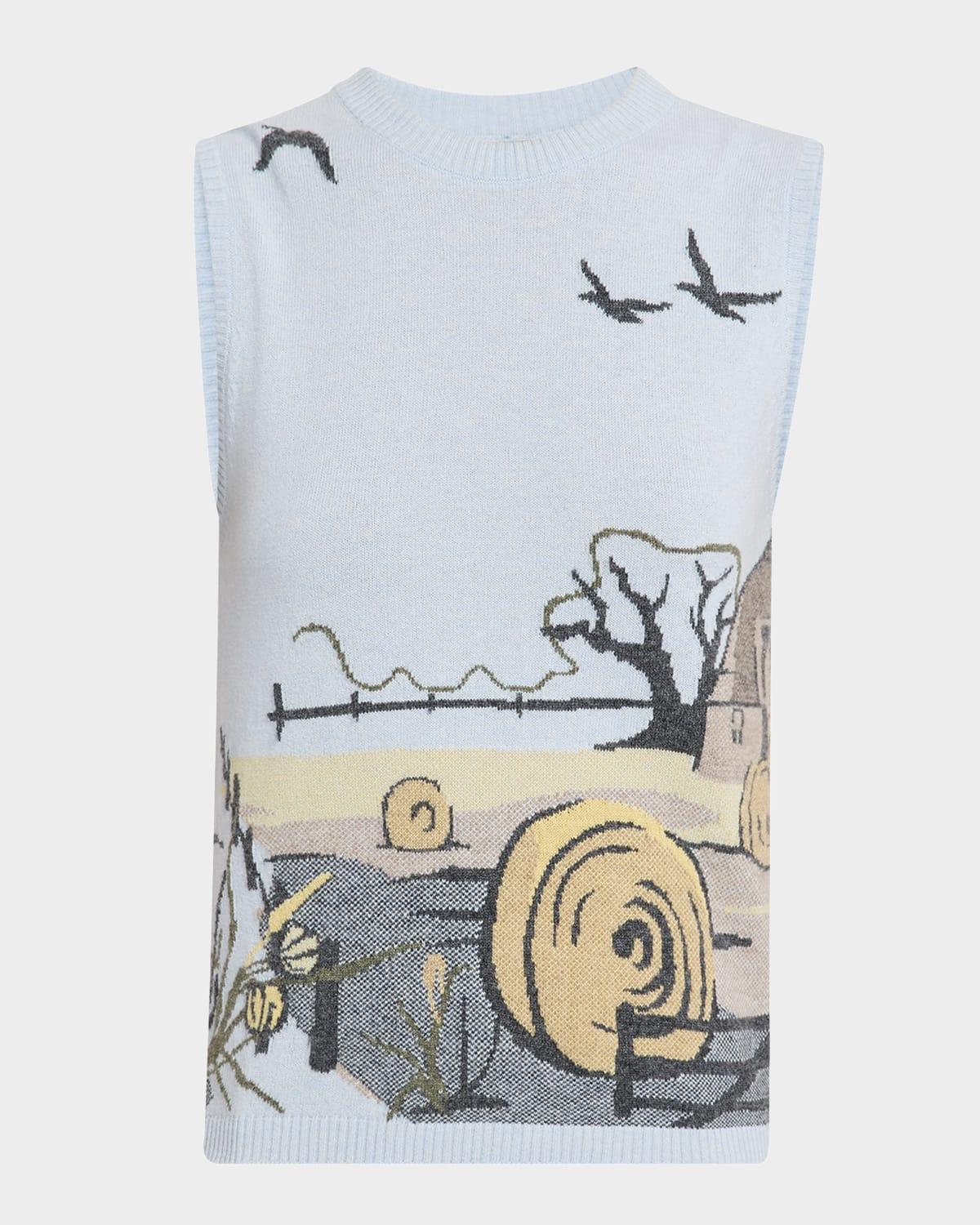 seasonal scenic cashmere jersey shell top