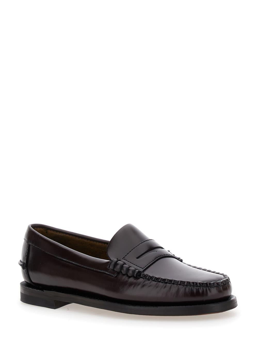 sebago dan bordeaux pull-on loafers in leather woman