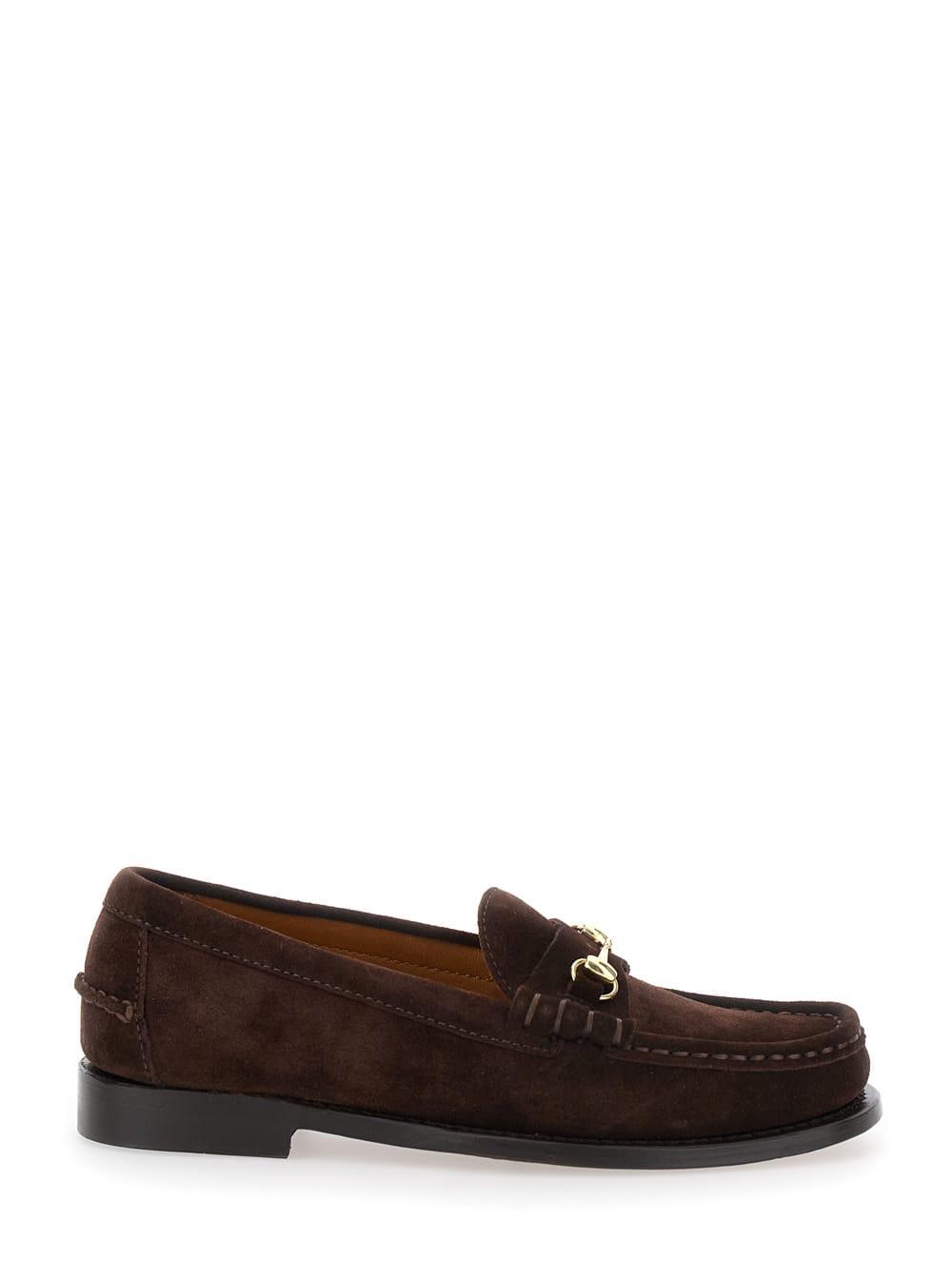 sebago joe modena brown pull-on loafers with horsebit detail in suede woman