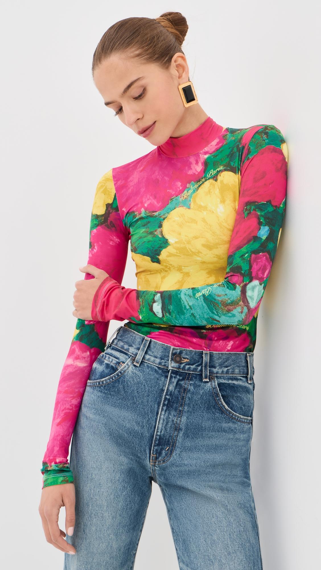 second skin roses print jersey top