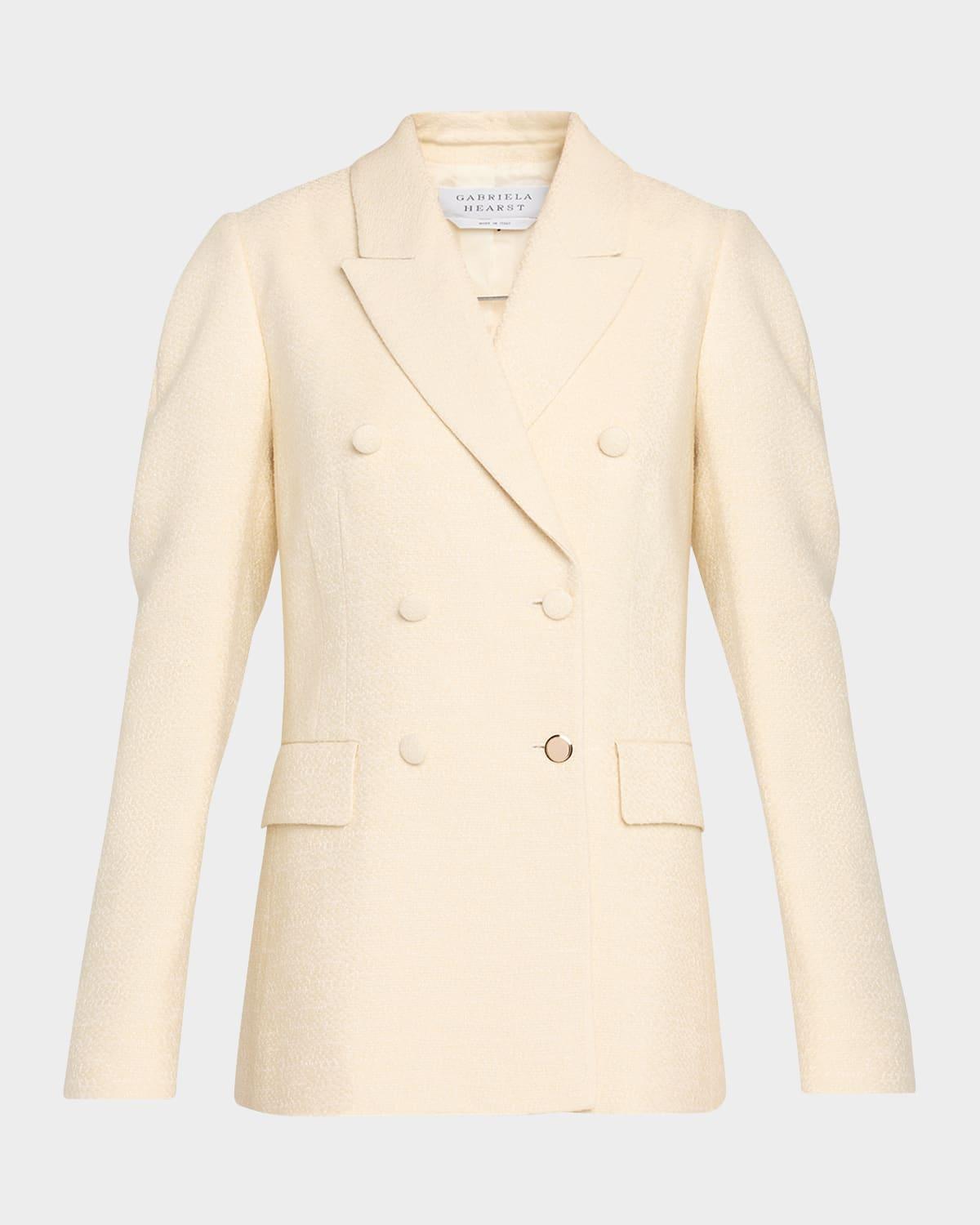 sedna puff-sleeve double-breasted silk blazer