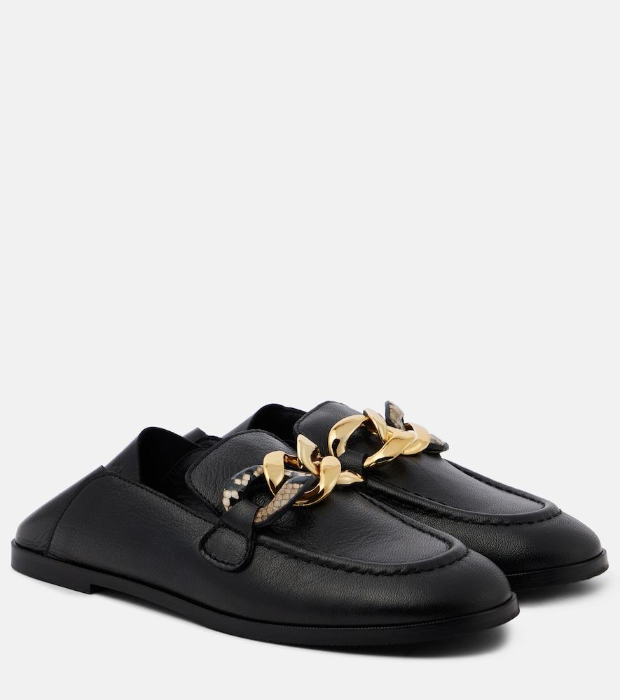 see by chloé chain line leather loafers
