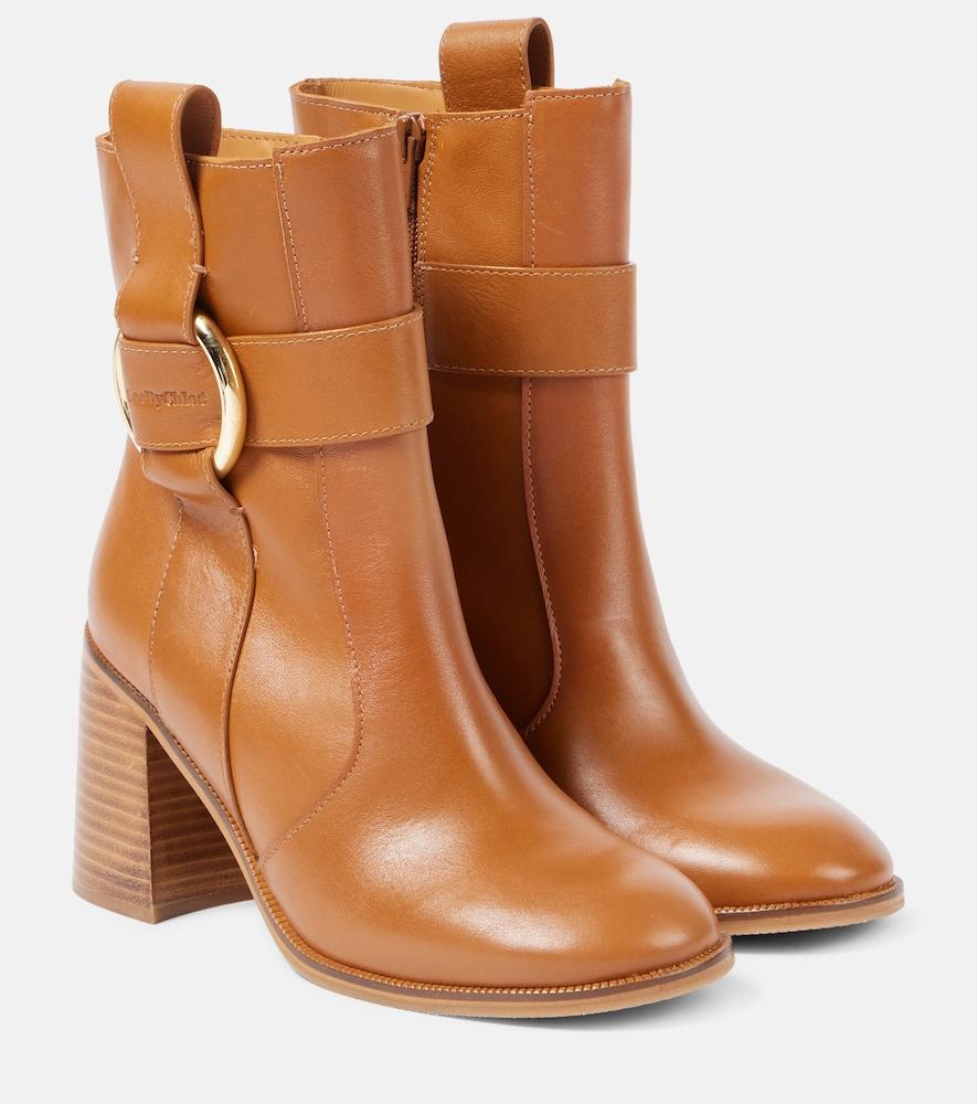 see by chloé new ring 80 leather ankle boots