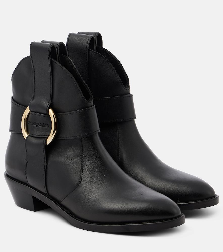see by chloé new ring leather ankle boots