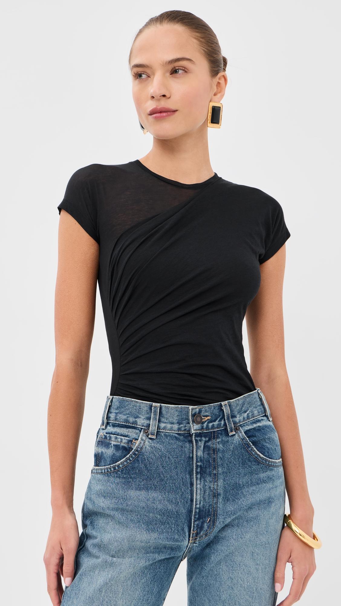 see through draped jersey top