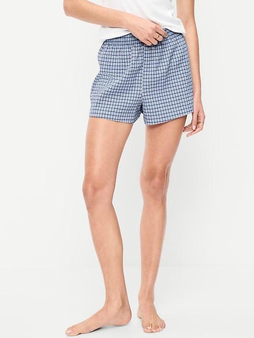 seersucker boxer pajama shorts