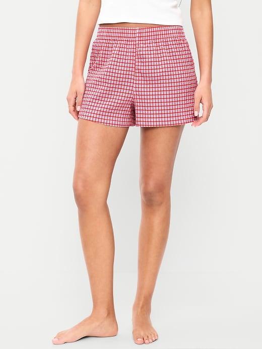 seersucker boxer pajama shorts