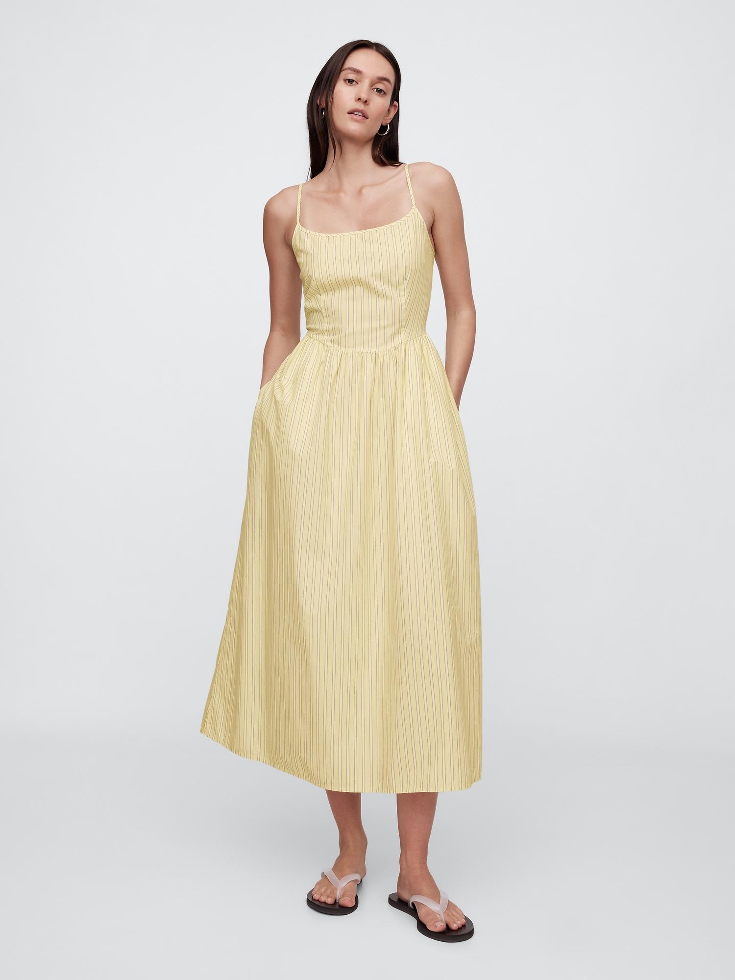 seersucker stripe midi dress