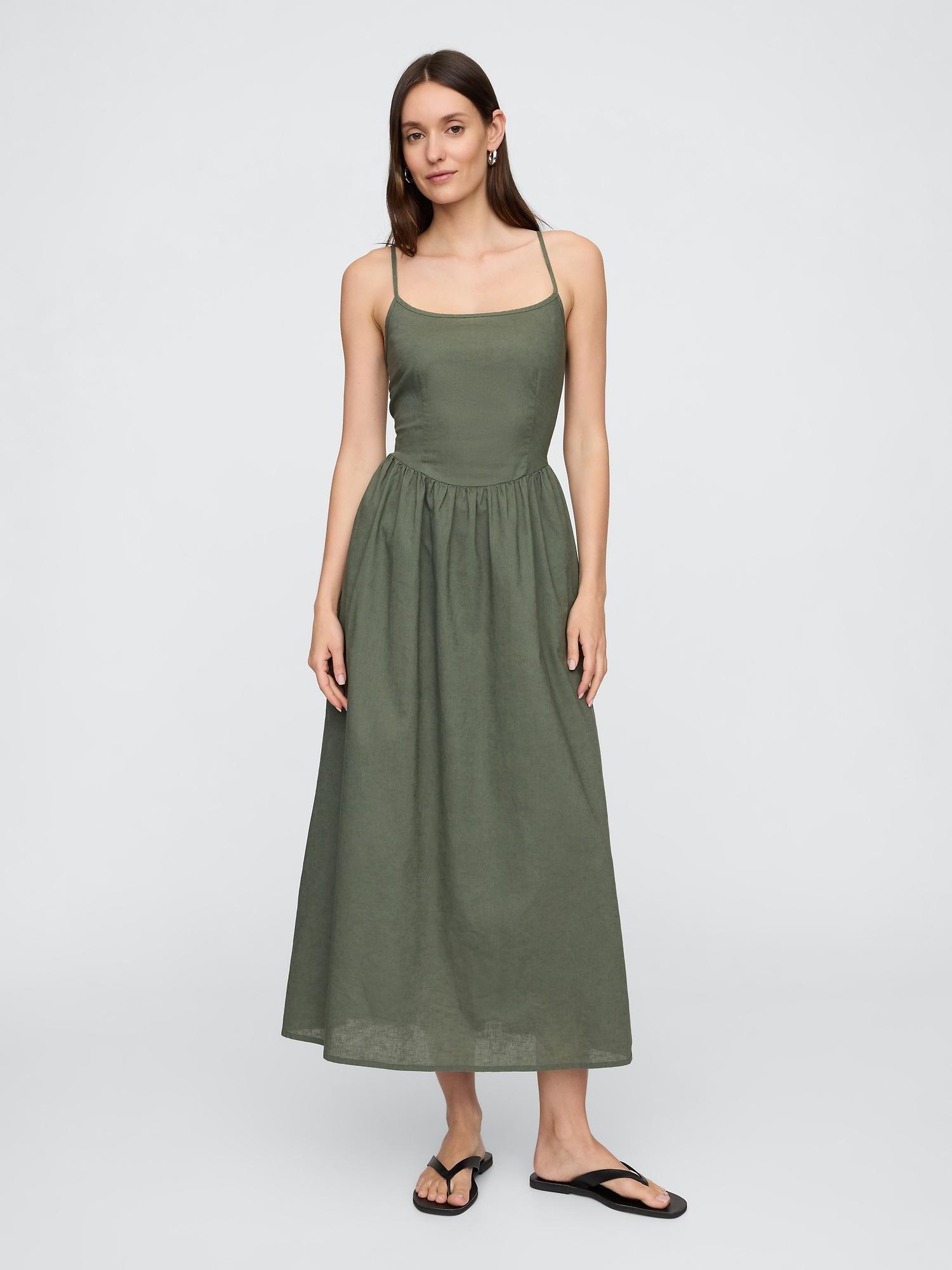 seersucker stripe midi dress